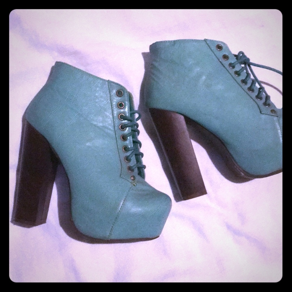 Brown and Aqua Jeffrey Campbell inspired heels